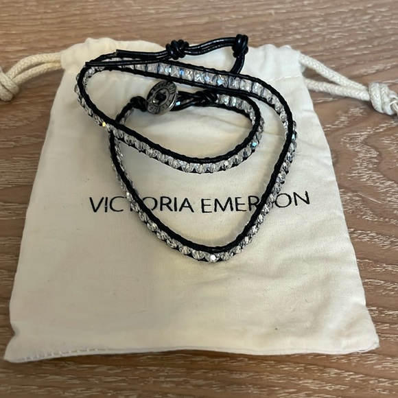Victoria Emerson Black Leather Double Wrap Bracelet - Picture 2 of 3